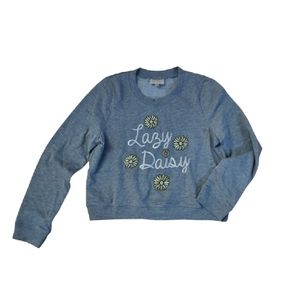 ModCloth Lazy Daisy embroidered gray cropped sweatshirt